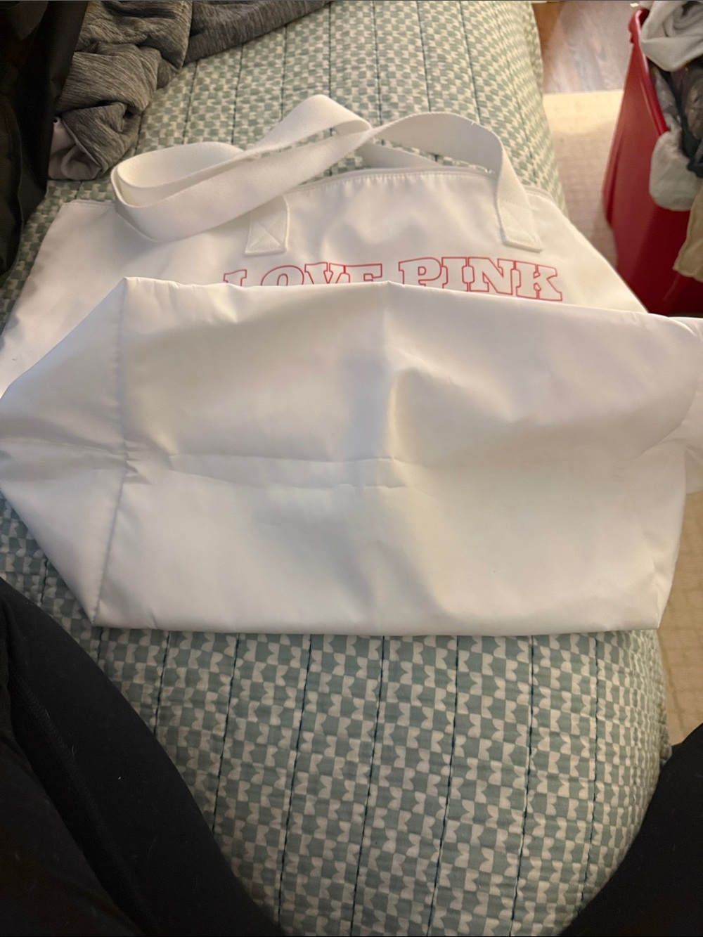 LOVE PINK Logo Beach Towel and Bag in White and Red - Picture 7 of 9